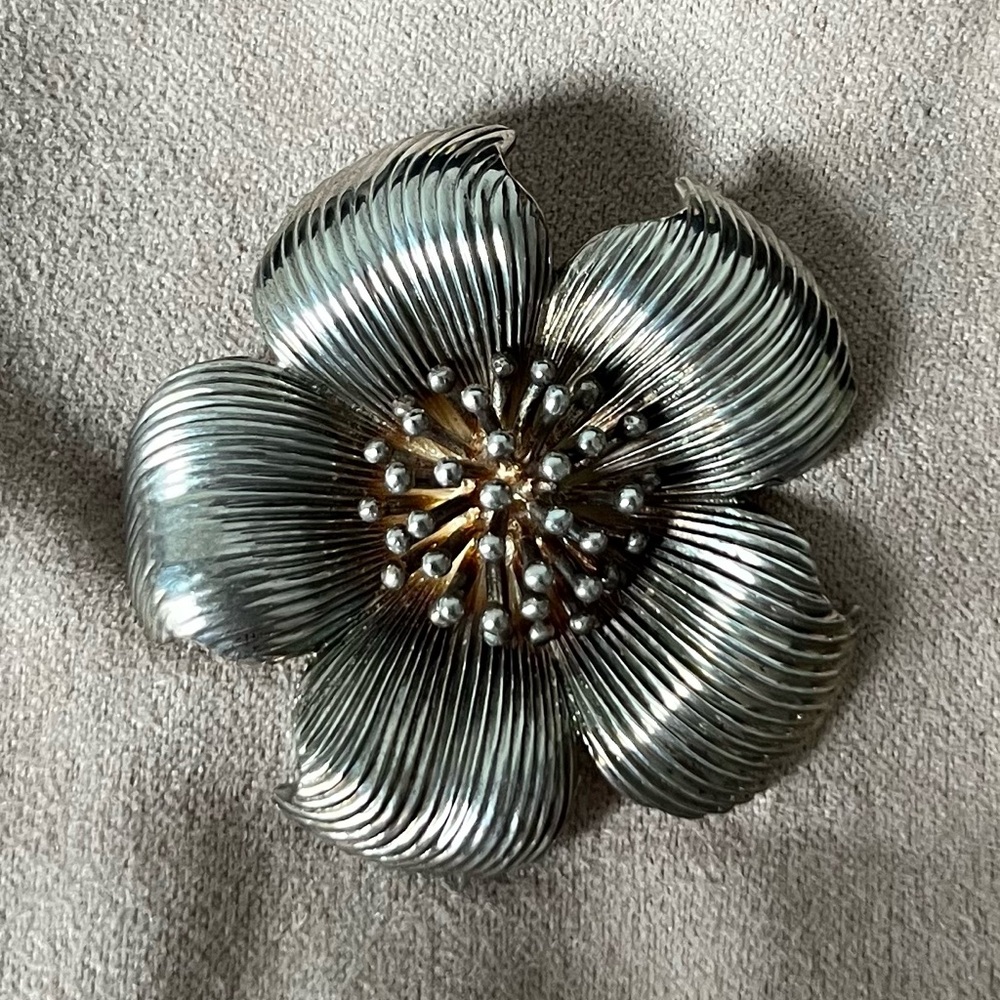 Tiffany & Co. Sterling Silver Dogwood Flower Brooch Pin